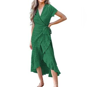 Cupshe Emerald Green Wrap Around Dress - NWT